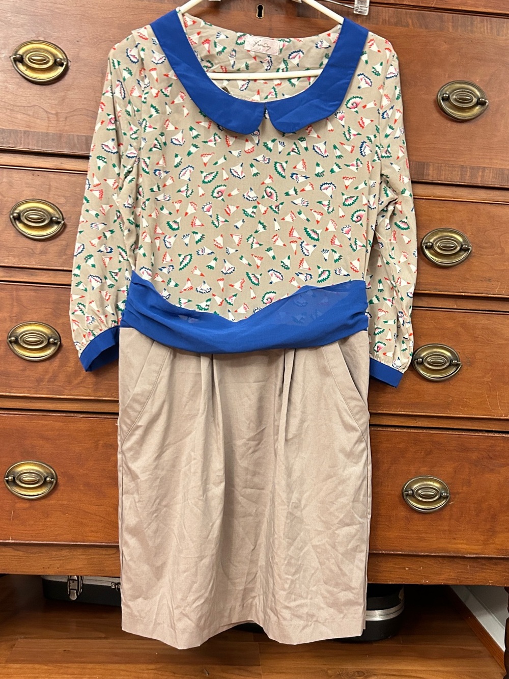 Pencil-Print Dress with Pockets